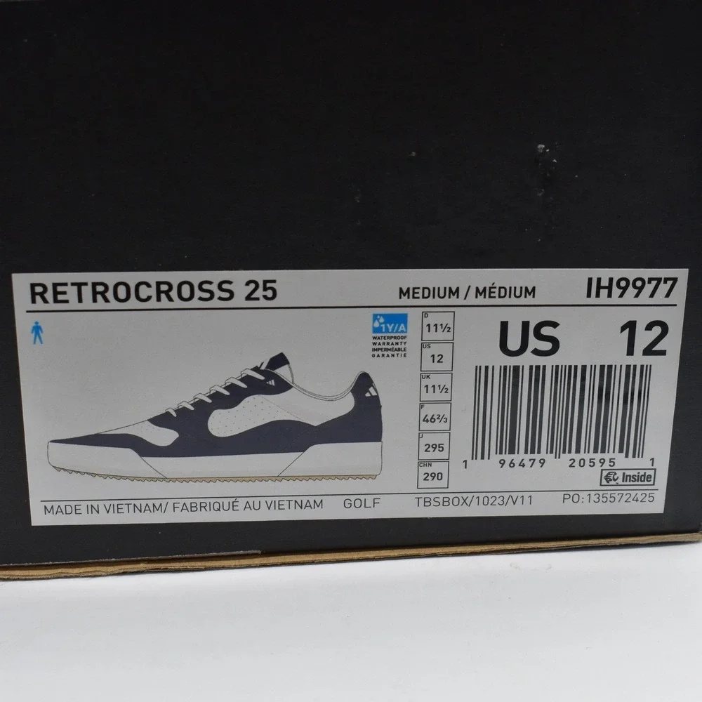 Adidas Retrocross 25 Spikeless Golf Shoes Men's Size 12 White‎ Navy IH9977 NWT